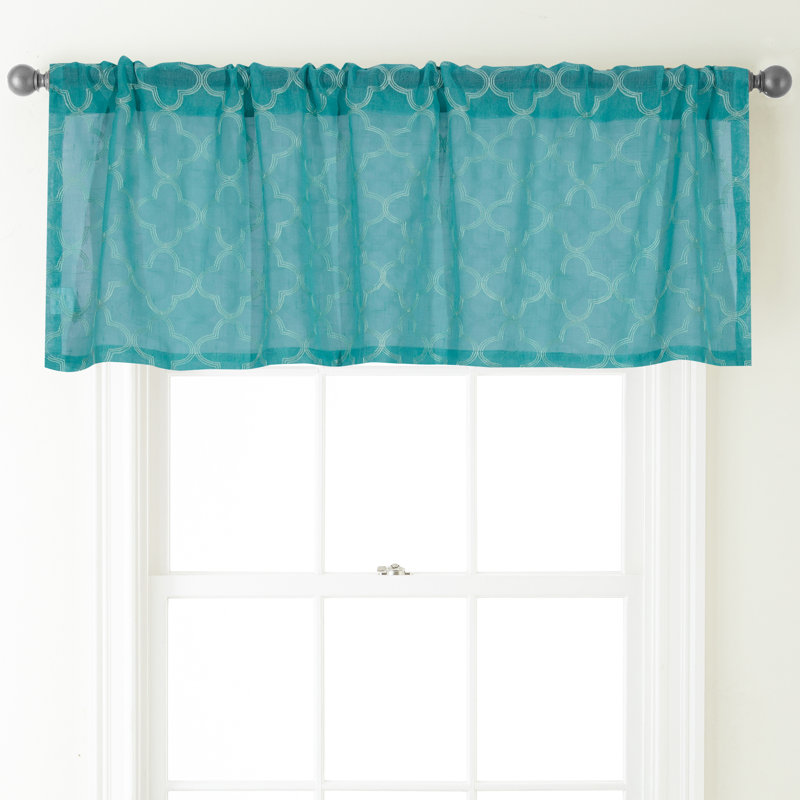 Geometric Tailored Window Valance, Turquois