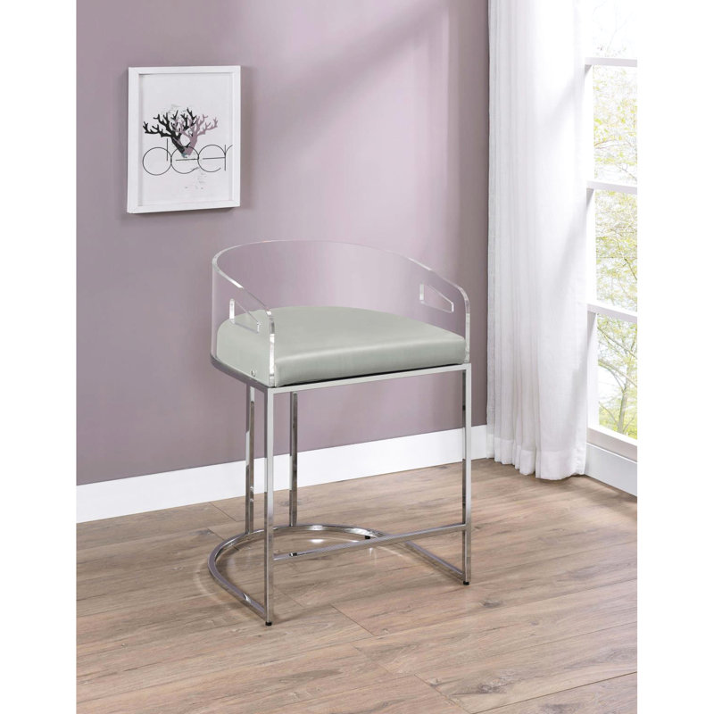 Tabouret contemporain en acrylique gris 2 - sièges élégants avec 2 tabourets de dossier confortables
