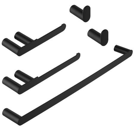 Ensemble de quincaillerie de salle de bain 5 pièces lver, Noir mat