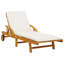 Ensemble de 2 chaises longues vidaXL en acacia massif brun et blanc crème-268039812