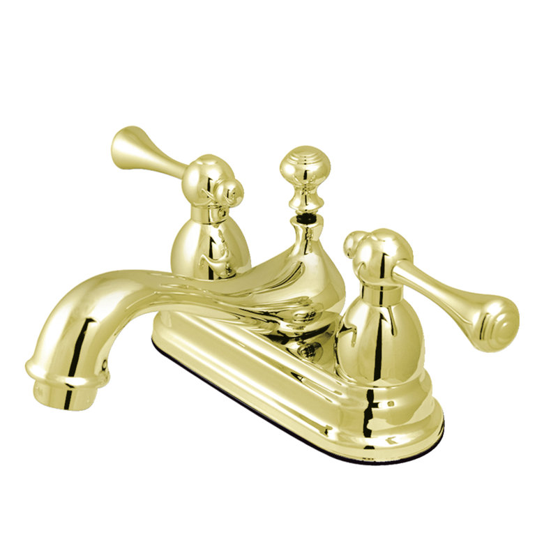 Vintage Centerset Bathroom Faucet with Drain Assembly, Polished Brass