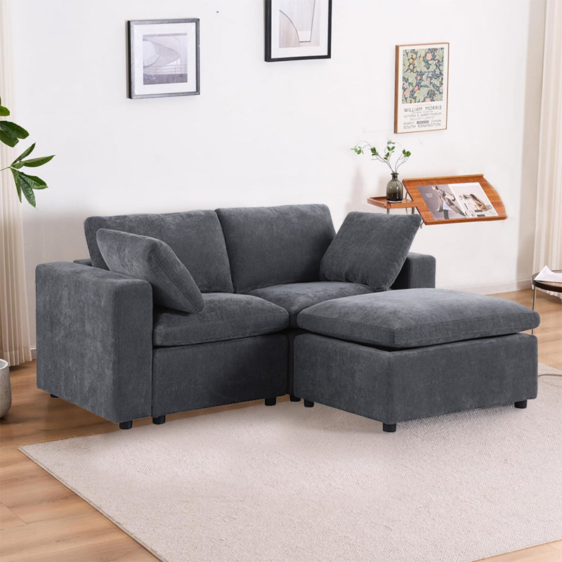 Canapé modulaire moderne avec repose-pieds, canapé causeuse, canapé modulaire personnalisable, chenille