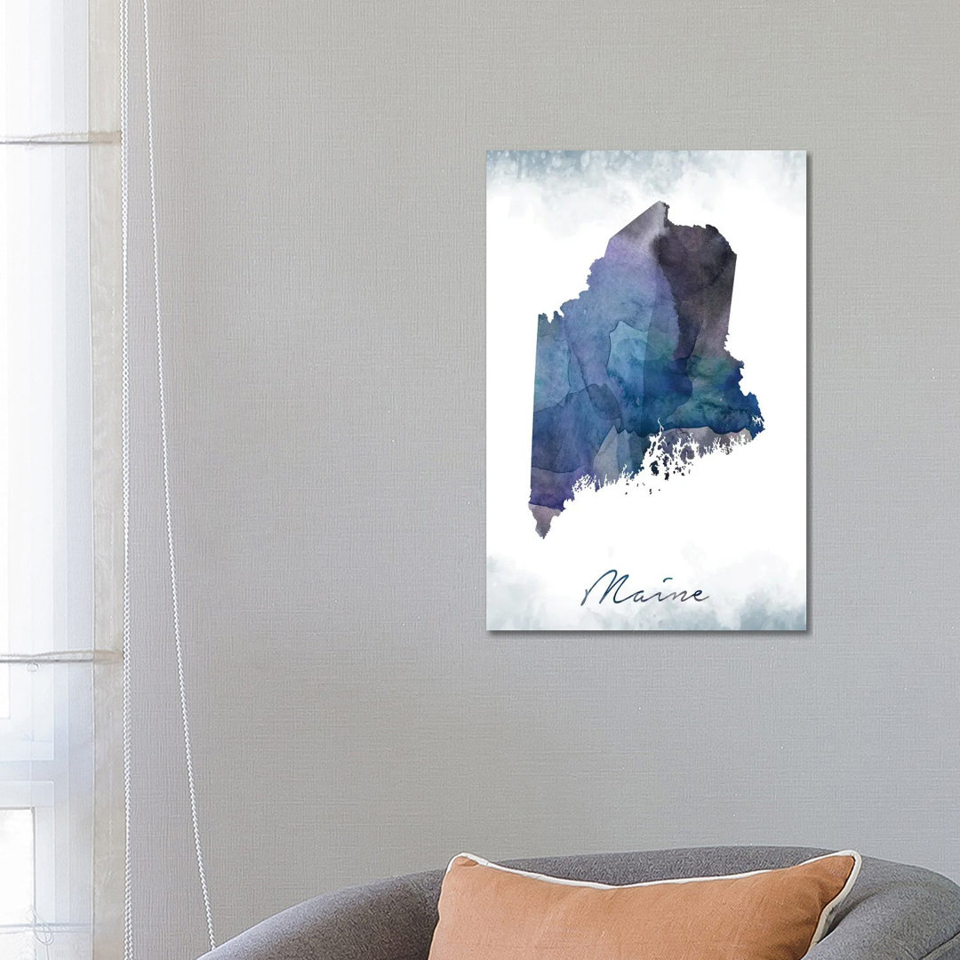 Maine State Bluish by WallDecorAddict - Wrapped Canvas Gallery-Wrapped Canvas Giclée