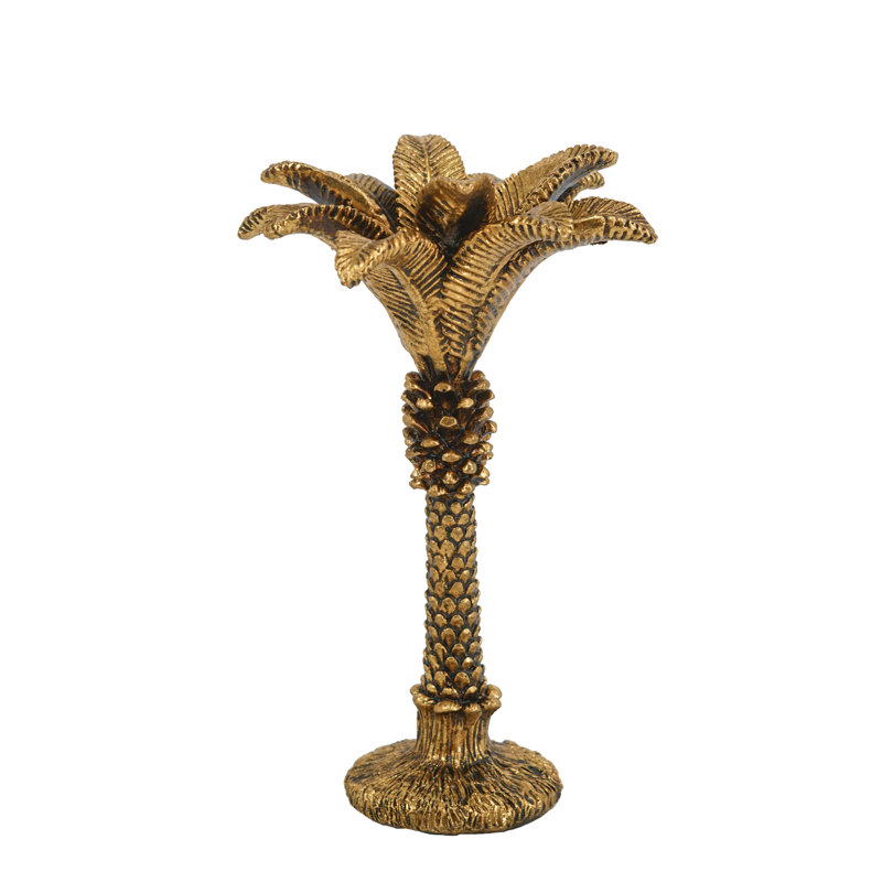 Coconut Palm Taper Candle Holder - 5" x 5" x 8.5" - Gold
