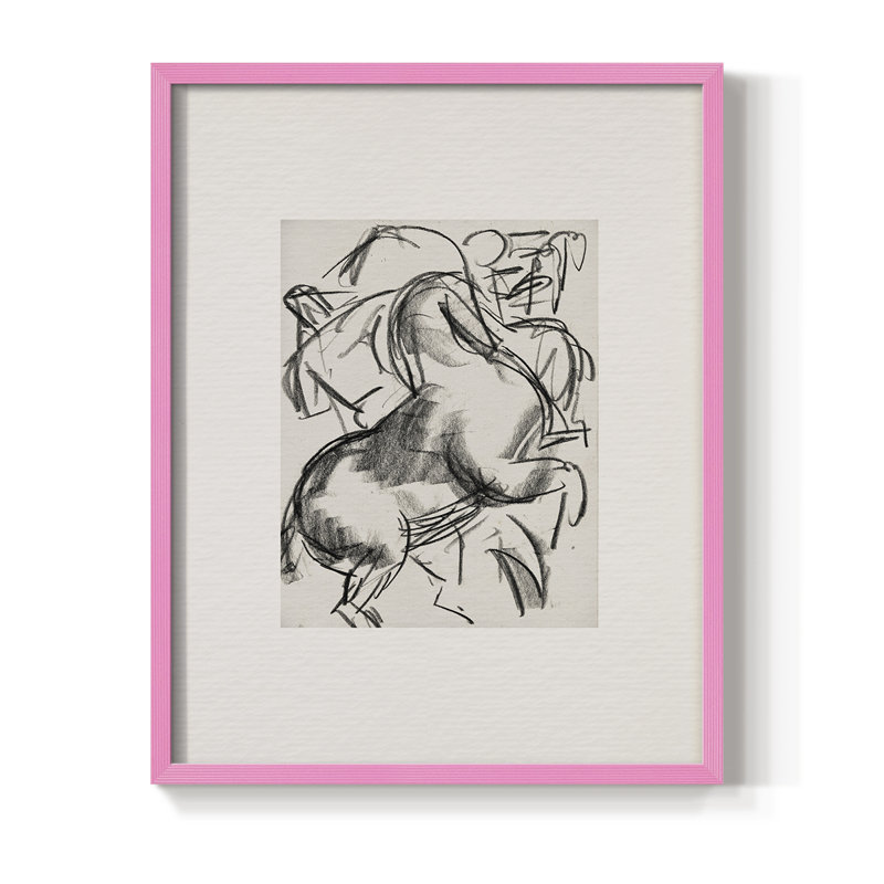 Reproduction encadrée rétro XCVI - bois massif, H 21 po x l 17 po, Rose
