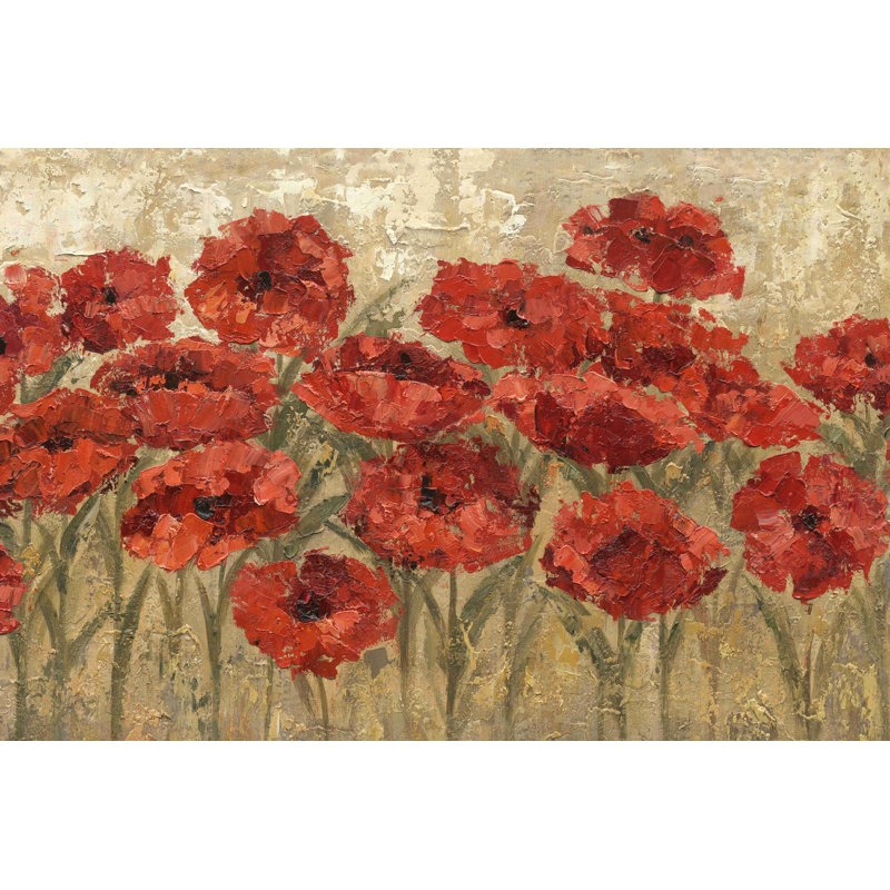 Coquelicots rouges - peinture sur toile tendue, H 8 po x l 12 po
