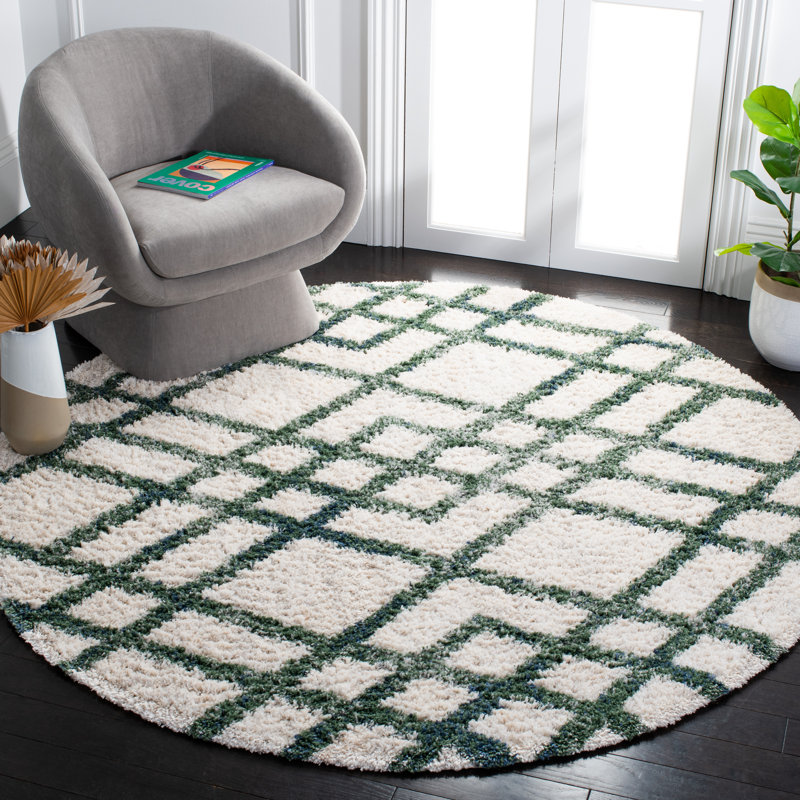 Geometric Area Rug, Round 99cm
