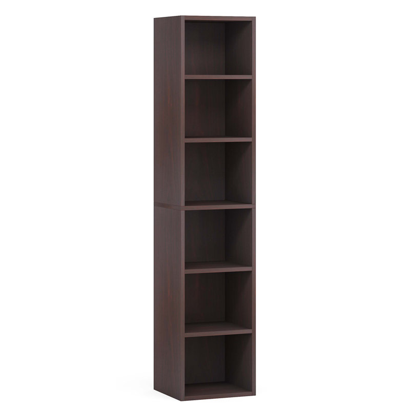 Bibliothèque de coin 70,9 ", tablettes étroites modernes à 6 niveaux, Noyer