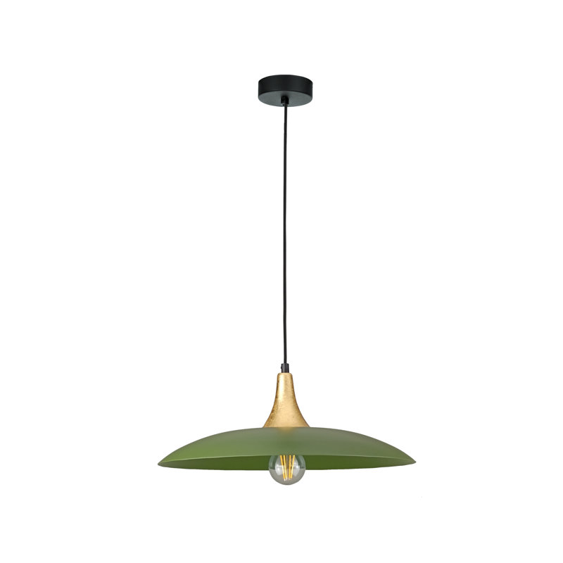 1 - Light Matte Black Dome Pendant, Gold/Khaki