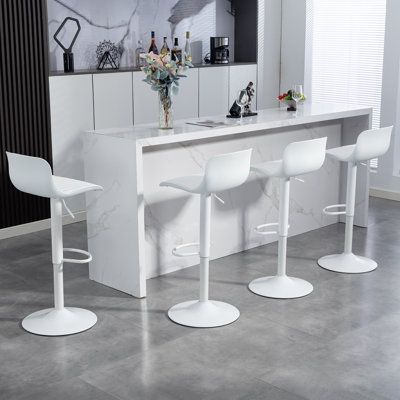 Ensemble de 2 tabourets de bar modernes en cuir de polyuréthane, à hauteur de comptoir, pivotants et réglables, sans accoudoirs, blanc | Idée de cadeau