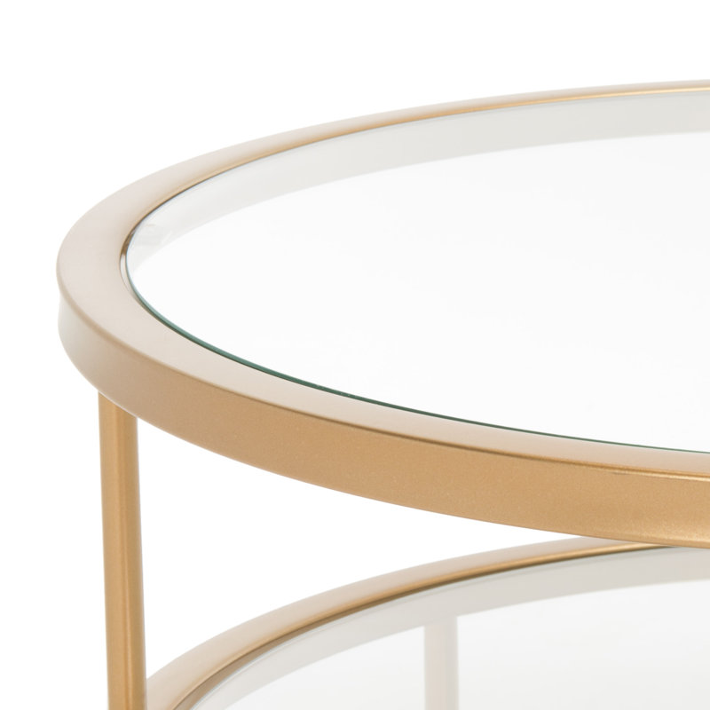 Janta Glass Top Single Coffee Table, Gold