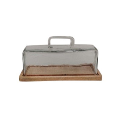 Wood Butter Dish with Glass Dome