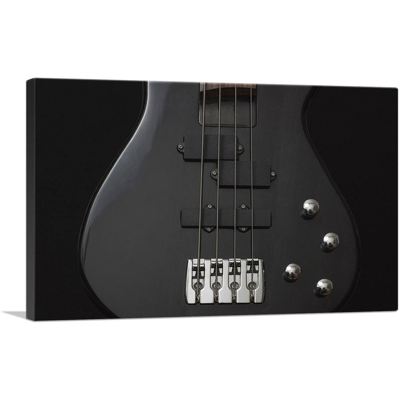 Black Bass Guitare - reproduction de photo sur toile tendue, H 12 po x l 18 po x 1,5 po