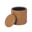 Repose-pieds rond Brythney - Similicuir caramel-1879049731