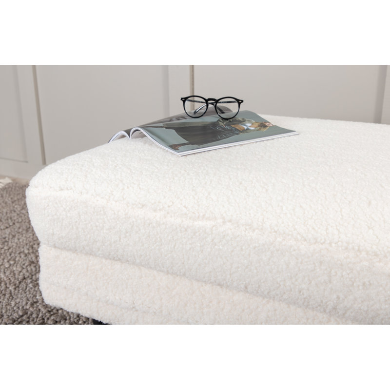 Horta 40cm Wide Square Ottoman, Black, White