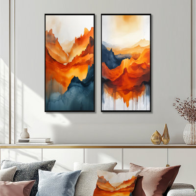 Fading Autumn Mountain Landscape I - Paysages, décoration murale 2 panneaux