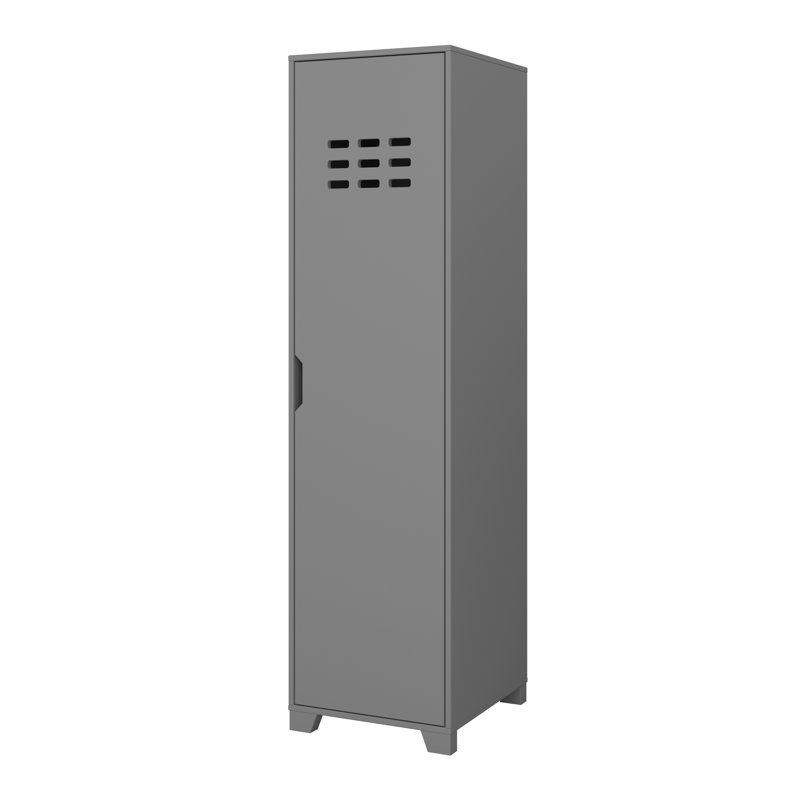 Schwarz 1 Door Manufactured Wood Wardrobe, Grey