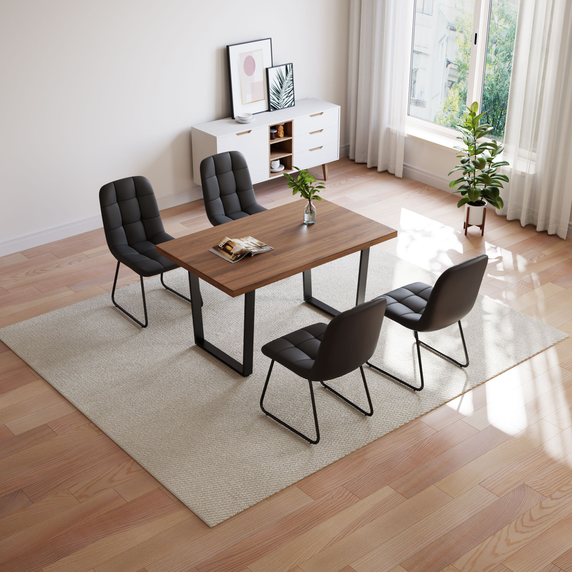 Latitude Run® 5-Piece Rectangular Dining Table Set With 4 Chairs For ...