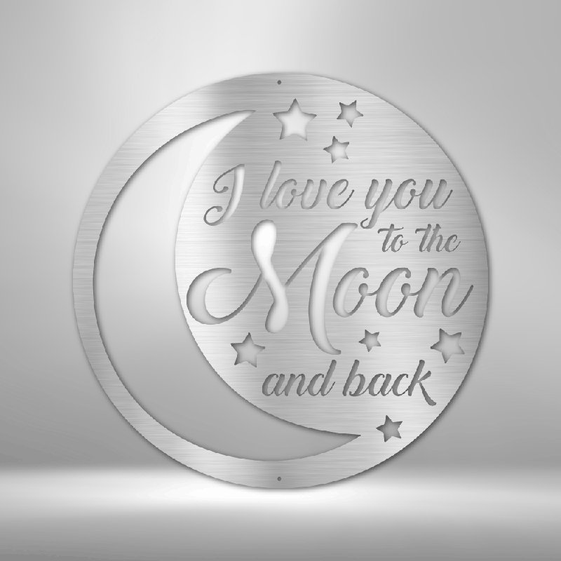 Love You to Moon and Back, H 28,75 po x l 29,5 po x P 0,5 po, Argent argent