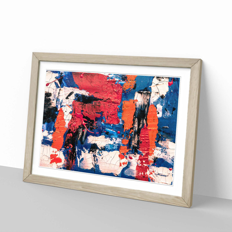 Abstract Art Painting Vol.322 by S.Johnson - Picture Frame Painting Print, 27cm H x 36cm W x 2cm D, Oak Framed