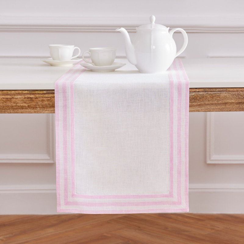 Mila - 100% Pure Linen Table Runner, 90" x 14", Cherry Blossom