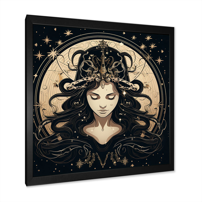 Astrologique Stargazer II, Cadre simple noir, H 24 po x l 24 po x P 1 po