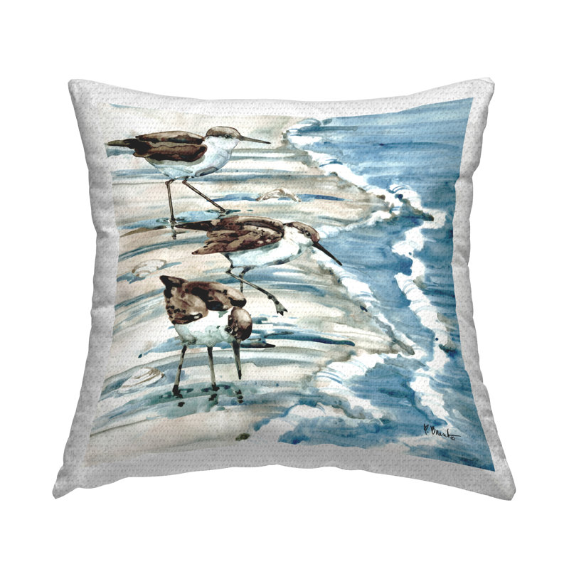Coussin extérieur Three Sandpipers Ocean Shoreline Coast