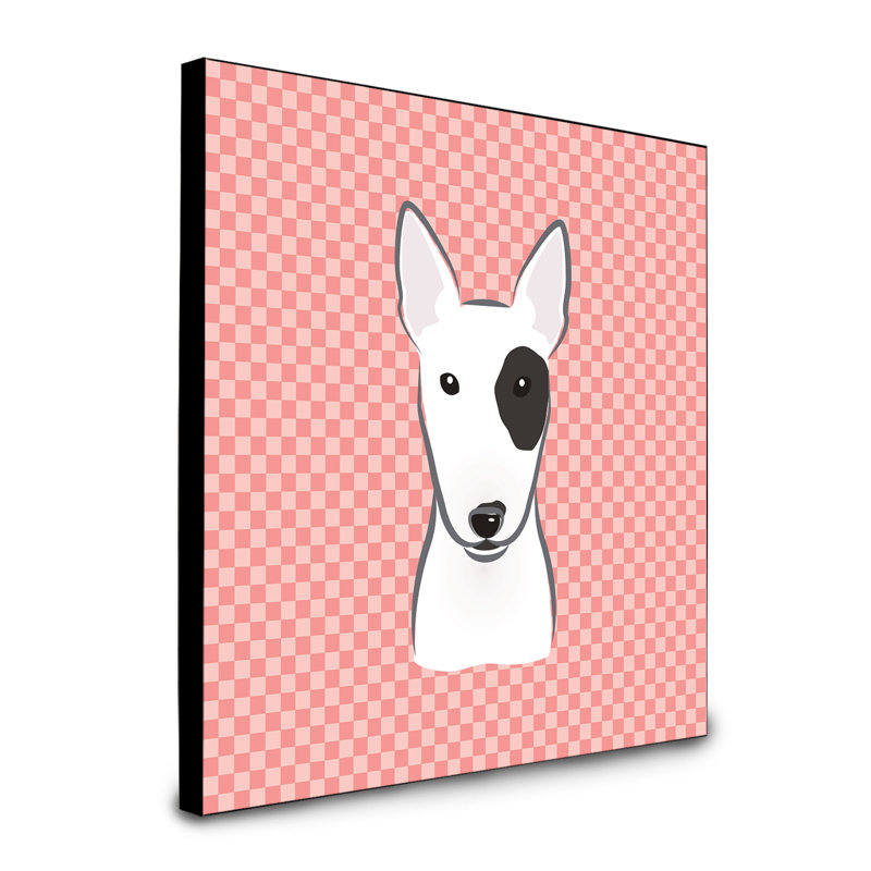 Panneau mural d’art Dungorbery, Rose, Bull terrier noir