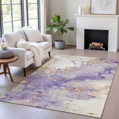 Tapis mauve lavable à la machine intérieur / extérieur Xhevrie