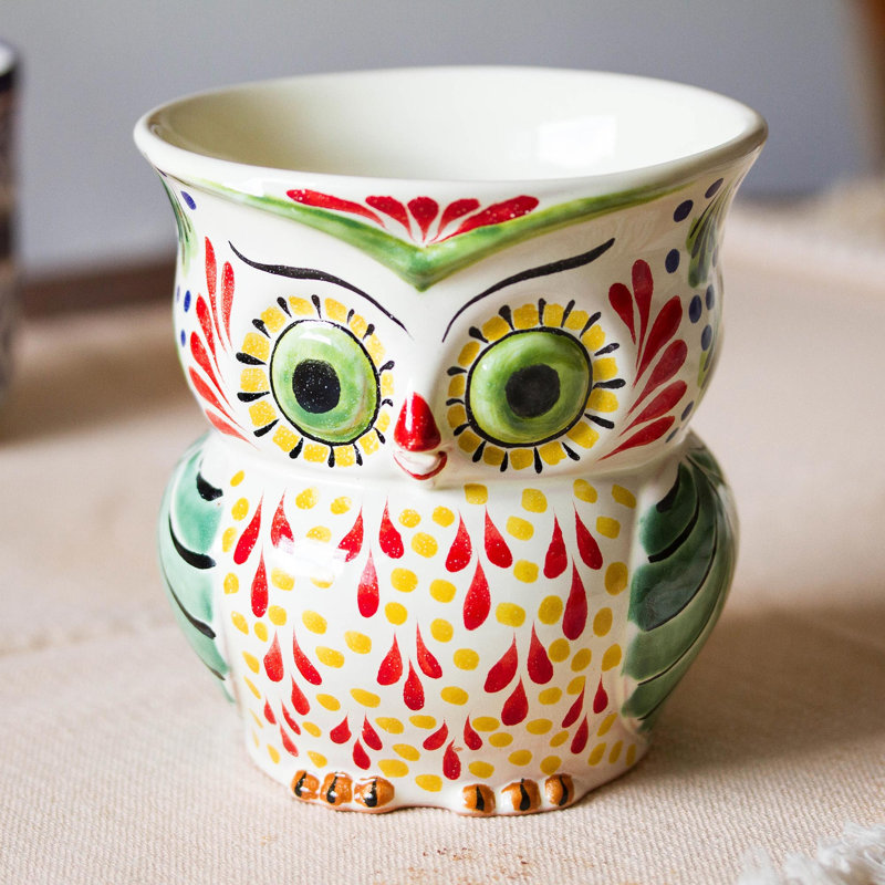 Pot à fleurs hibou en céramique
