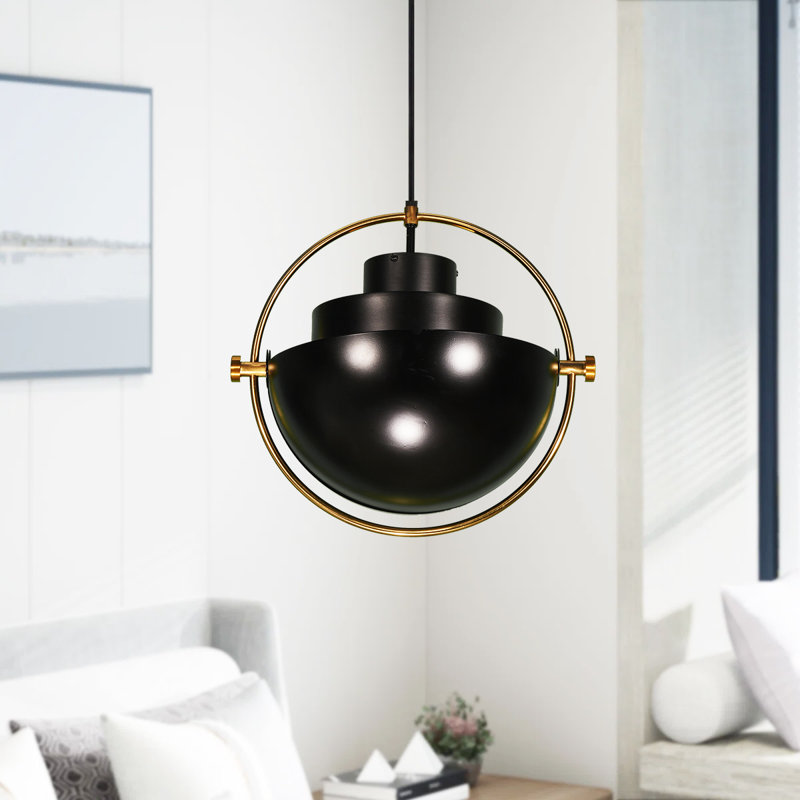 Lustre noir à tête simple en métal, 4 formes uniques