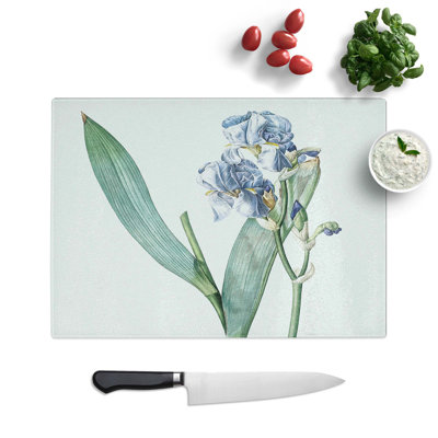 Tempered Glass Dalmatian Iris Flower Chopping Board