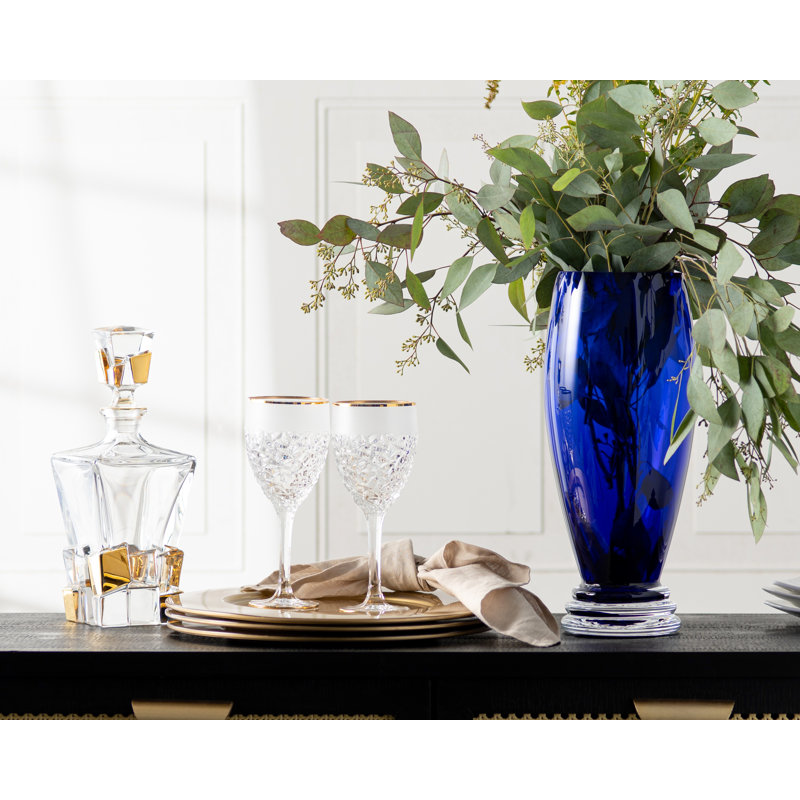 Crystal Glass Beverage Dispenser, Gold