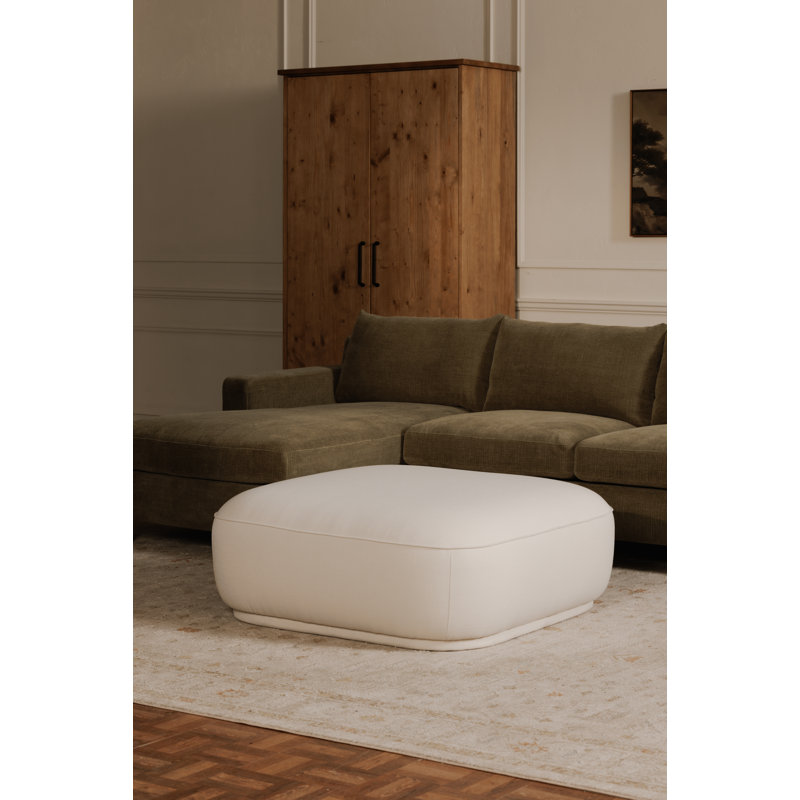 Repose-pieds surdimensionné carré de 42 po Farrow, Blanc
