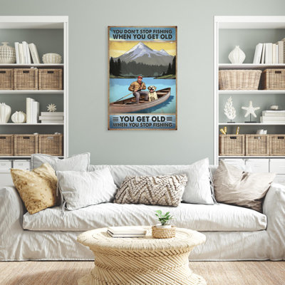 Impression sur toile "You Get Old When You Stop Fishing" - 1 pièce Rectan