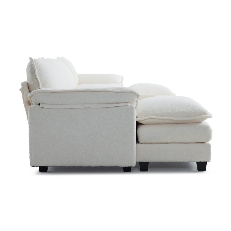 Latitude Run® 4-Seat Sectionals With 2 Ottoman, White Chenille