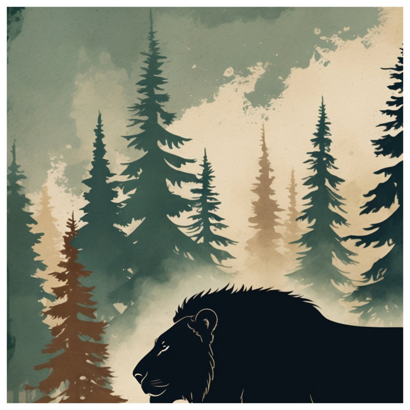 Lion In Pine Forest Blankets, 60in W x 80in H