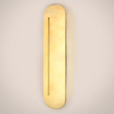 Modern Capsule Alabaster Wall Sconce – Natural Stone LED Vertical Wall Light with Soft Ambient Glow for Bedroom, Hallway, Living Room