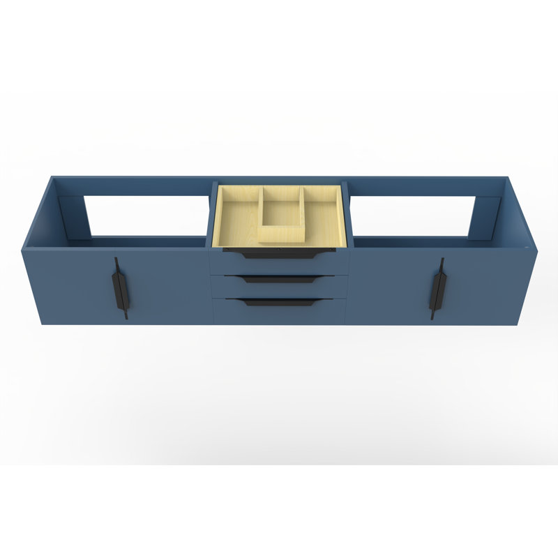 Alpine 72'' Wall-Mounted Single Vanity Base Only, Blue/Black