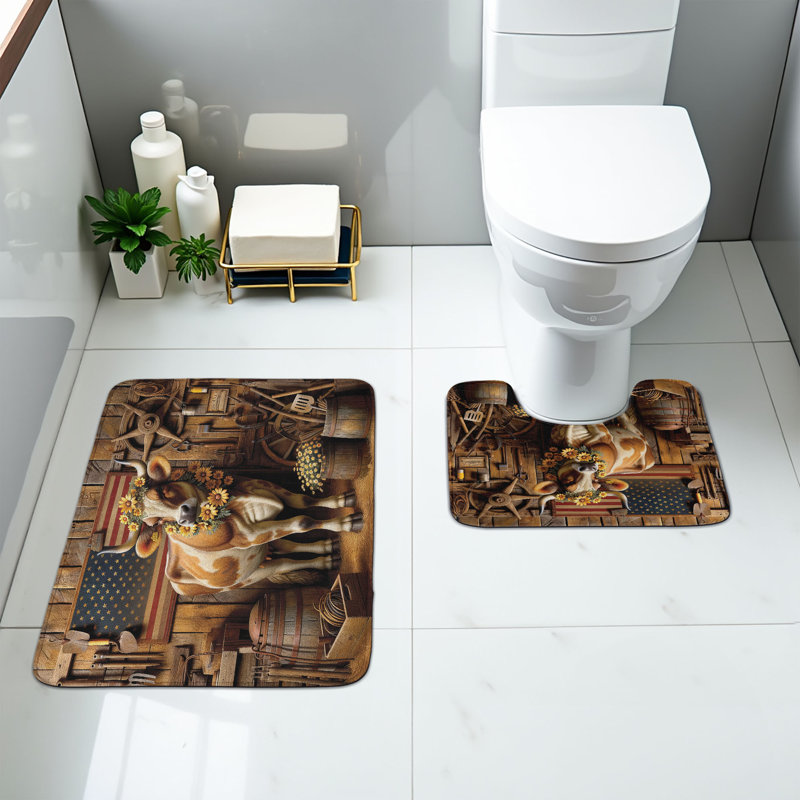  Tapis de salle de bain rustique 2 pièces