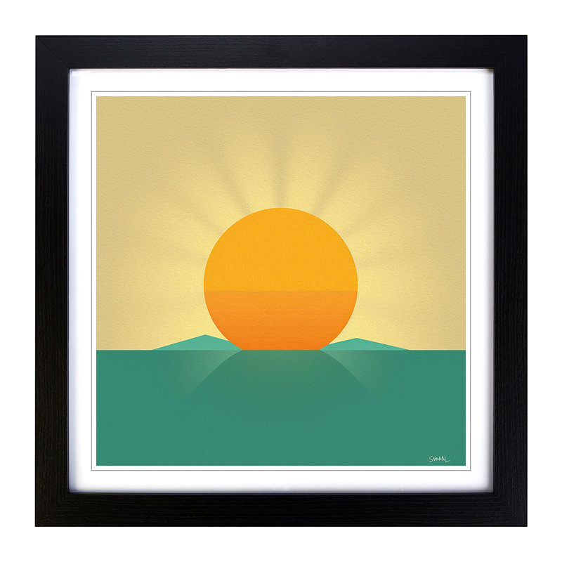 Sun Minimalism - Single Picture Frame Print on Wood, Black