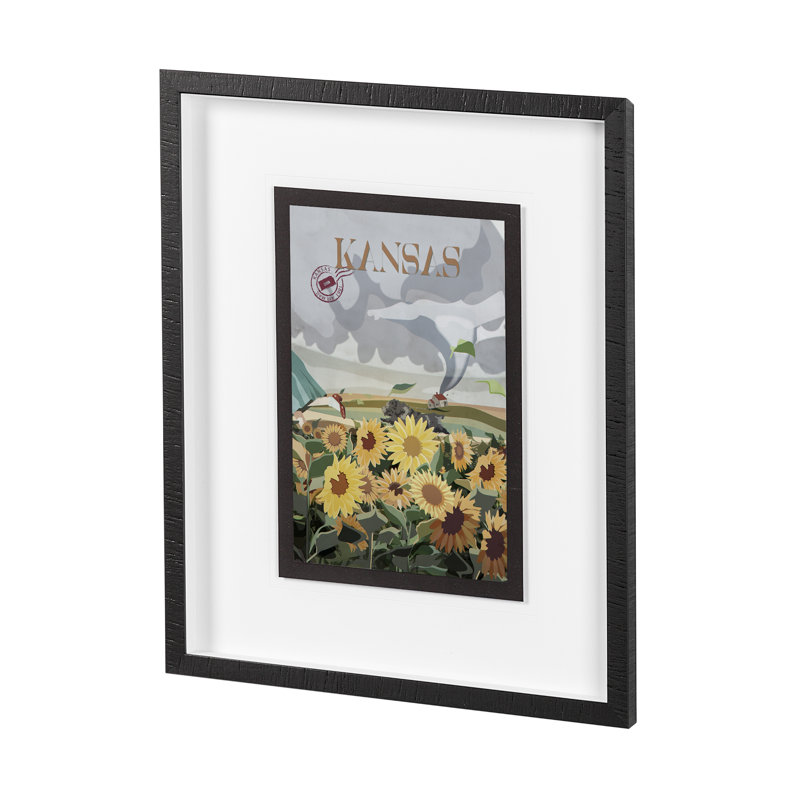 «Kansas Go» par Simone, reproduction d'art encadrée sous verre, Cadre simple noir, H 25,5 po x l 21,5 po x P 1,5 po, Blanc
