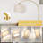 Dimmable Gold Arc Floor Lamp With Adjustable Head For Living Room, Bedroom, Office - 9W LED Bulb Included