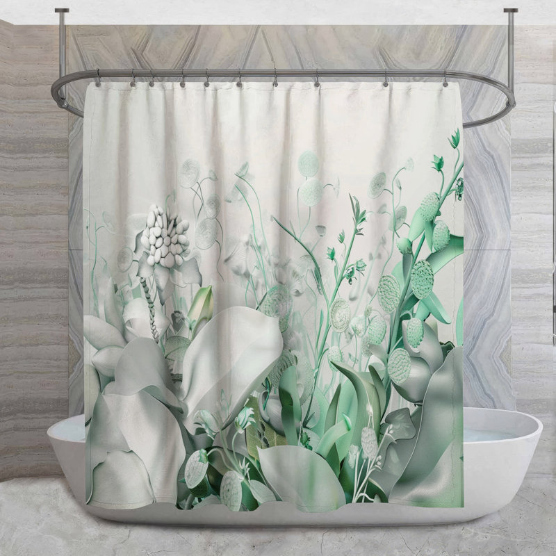 Rideau de douche botanique - Décoration florale de salle de bain 16573, H 84 po x l 70 po