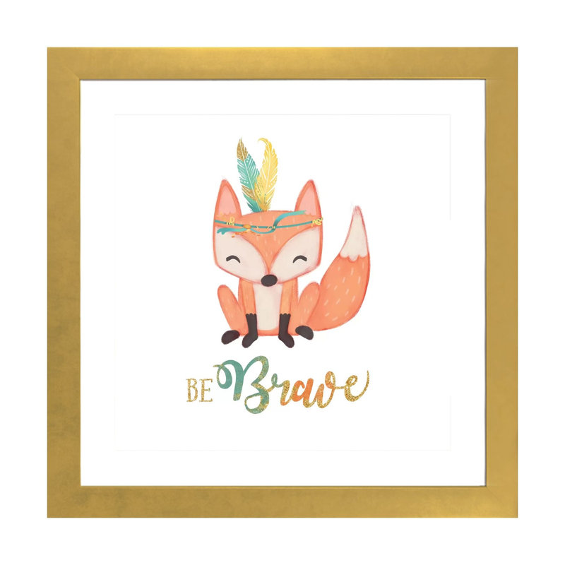 «Be Brave» par Josefina - reproduction, H 24 po x l 24 po x p 1 po, Papier encadré doré, Blanc