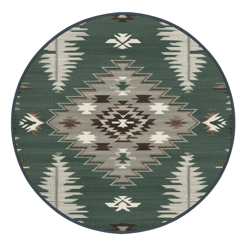 Washable Sagebrush Southwestern Area Rug, Round 4'