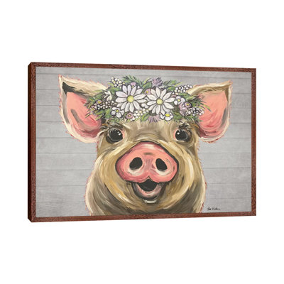 Posey The Pig With Daisies Farmhouse Style - Painting on Canvas