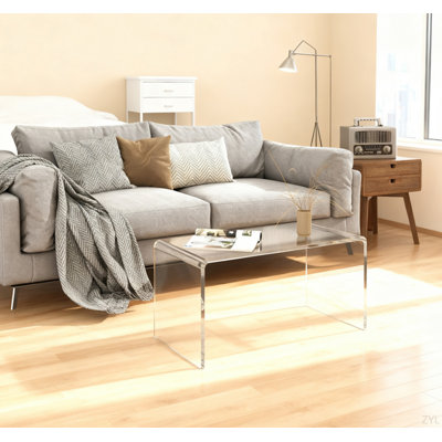 Table basse, table basse rectangulaire à cascade longue de 32 po, transparent