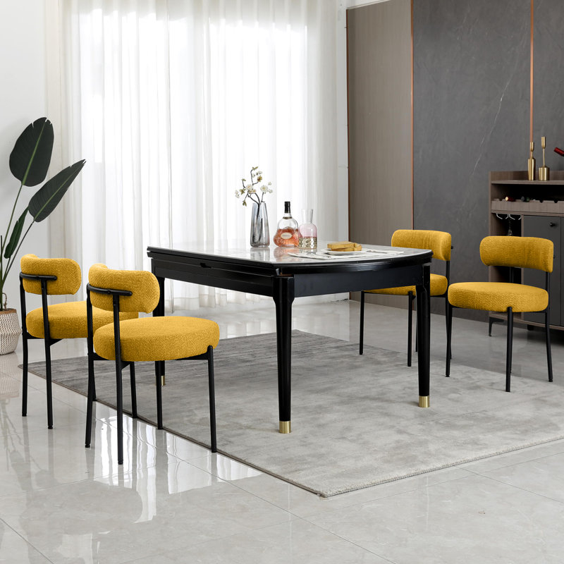 Aulene Upholstered Modern Dining Chair, Black, Set Of 4