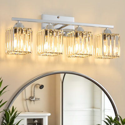 Monike 3-light Dimmable Vanity Light With Glass Crystal Shade